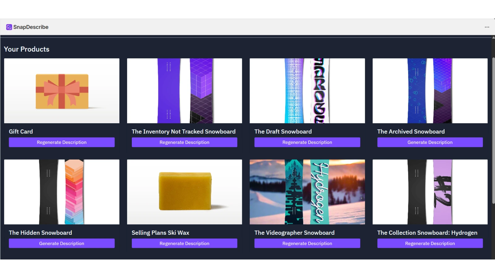 SnapDescribe Dashboard